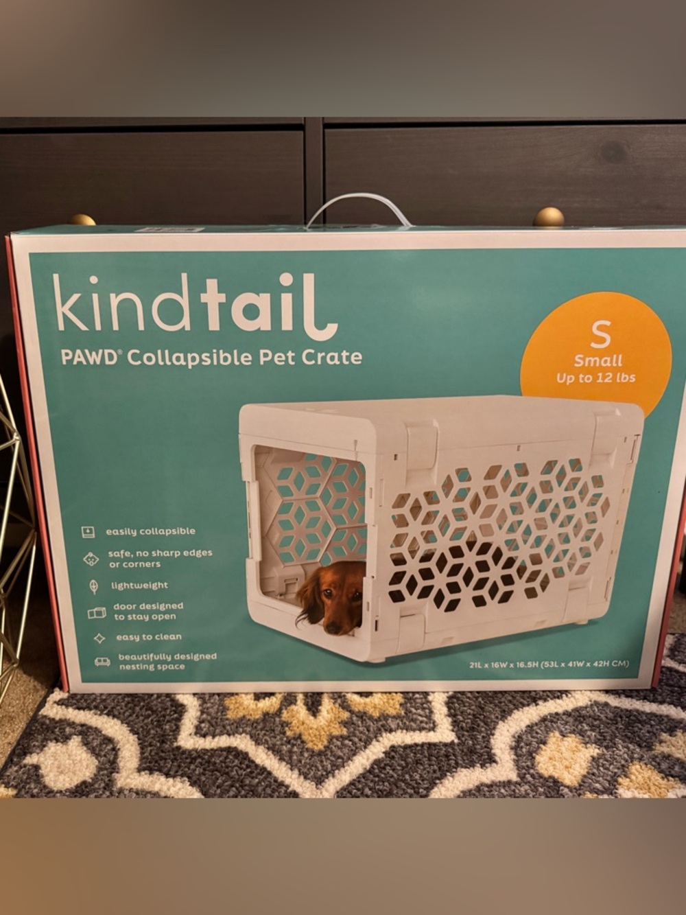 kindtail Collapsible Dog Crate & Crate Pad